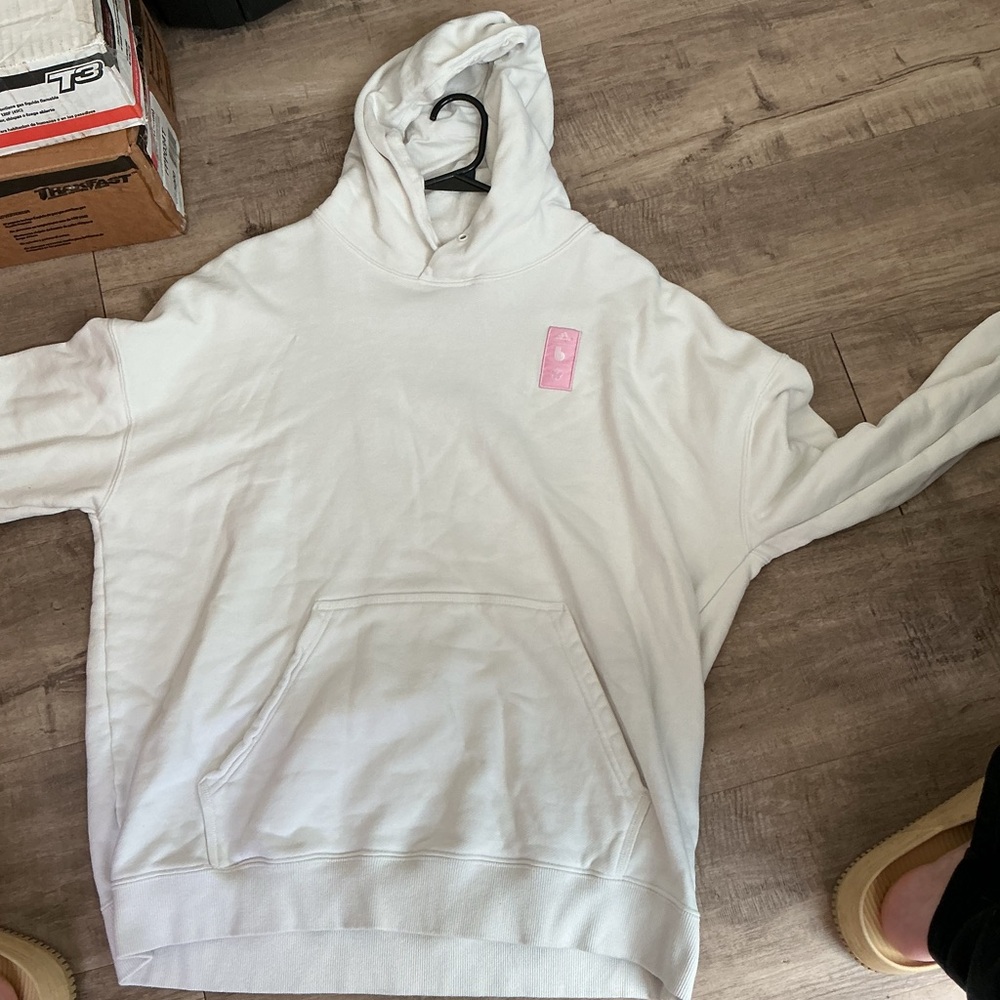 Adidas White Hoodie with Pink Accents